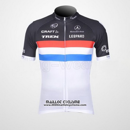 2011 Maillot Ciclismo Trek Leqpard Champion France Noir et Blanc Manches Courtes et Cuissard